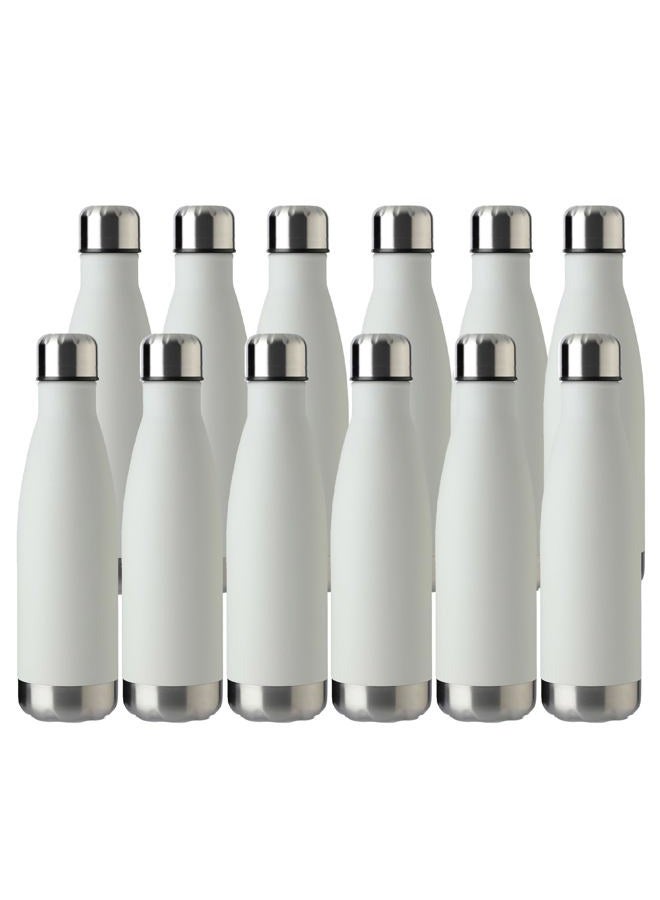 MEWAY 17oz Sport Water Bottle 12 Pack Vacuum Insulated Stainless Steel Leak-Proof Double Wall Cola Shape Water Bottle,Keep Drinks Hot & Cold (White,12 Pack) - Image 1