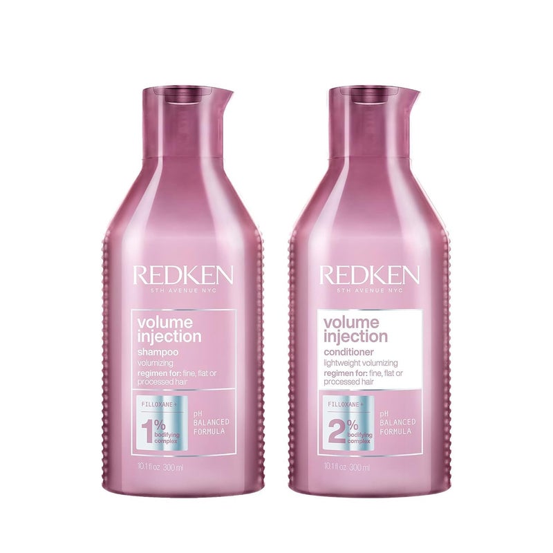 Redken Volume Injection Shampoo & Conditioner Set For Fine Hair - Adds Lift & Body, Volumizing & Detangling Without Weighing Down, Paraben-Free, 10.1 Fl Oz (Pack of 2) - Image 1