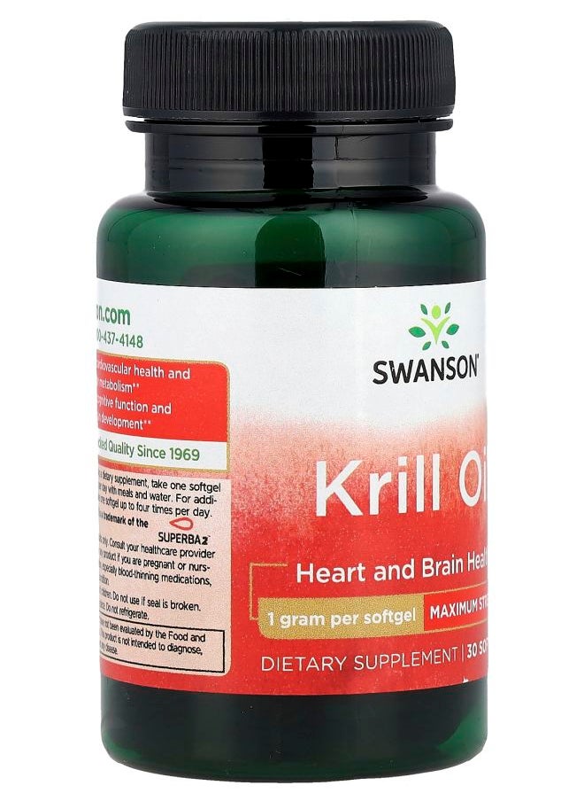 SWANSON - Krill Oil Maximum Strength 30 Softgels - Image 1
