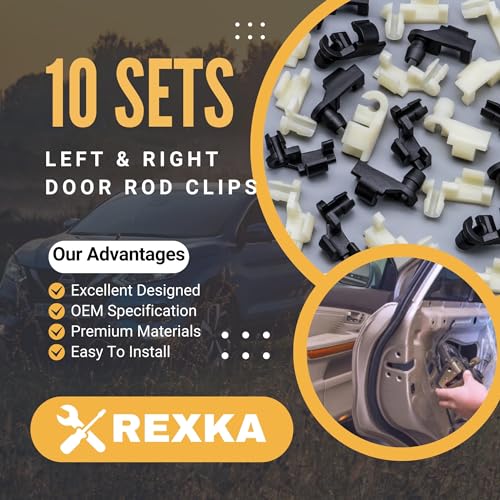 Rexka 10 Sets Door Handle Lock Rod Hood Latch Locking Push Clip Kit 5/32 Rod for GM Ford Chrysler Dodge Jeep Buick Cadillac Chevrolet Oldsmobile Pontiac Pickups Suvs - Image 2
