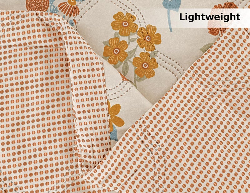 BSB HOME Cotton All-Weather Embroidered Ultrasonic Quilted Thread Free 3 Pcs Comforter Set with Pillow Shams- Light Weight Bedspread/Duvet/Quilt - Double, 150 GSM | Almond and Rust - Image 3