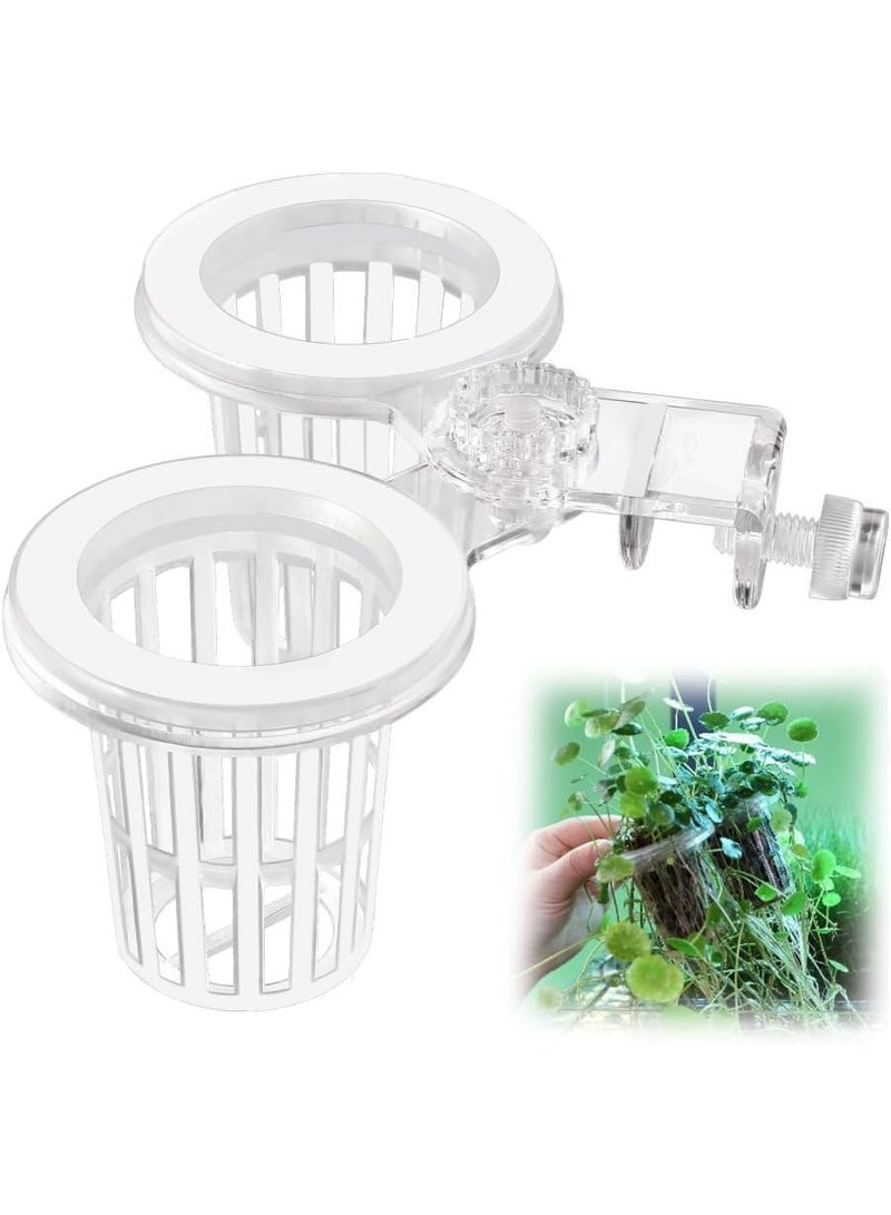 لاكام Fish Tank Plant Holder, Aquarium Plant Holder with Adjustable Height, Hanging Pothos Clip for Fish Tanks, Aquarium Planter Cups, Fits Tank Walls up to 1.5cm/0.6 Inch Thick (White, 1-Pack) - Image 1