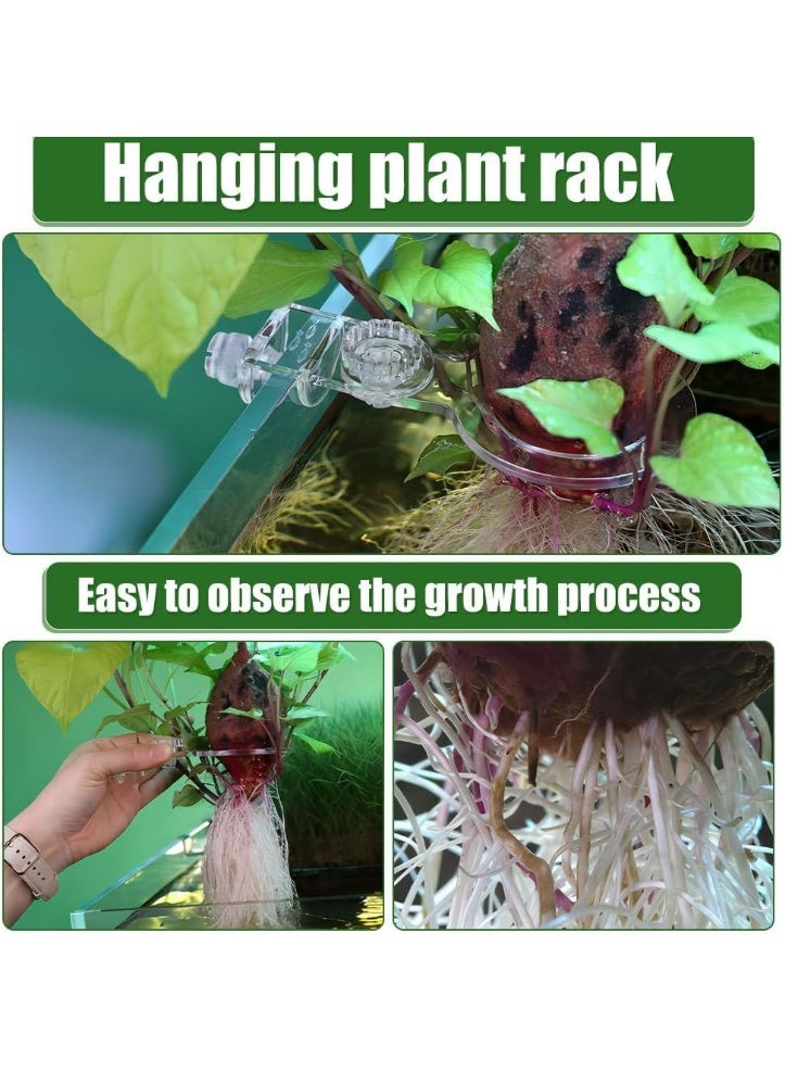 لاكام Fish Tank Plant Holder, Aquarium Plant Holder with Adjustable Height, Hanging Pothos Clip for Fish Tanks, Aquarium Planter Cups, Fits Tank Walls up to 1.5cm/0.6 Inch Thick (White, 1-Pack) - Image 4