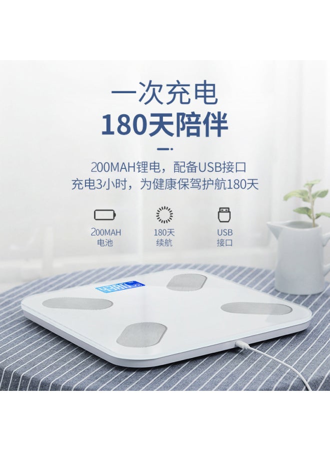 Tiansheng Rechargeable Smart Body Fat Scale with Mint Health App Connectivity, Accurate Weight and Body Fat Measurement, Curve White - Image 2