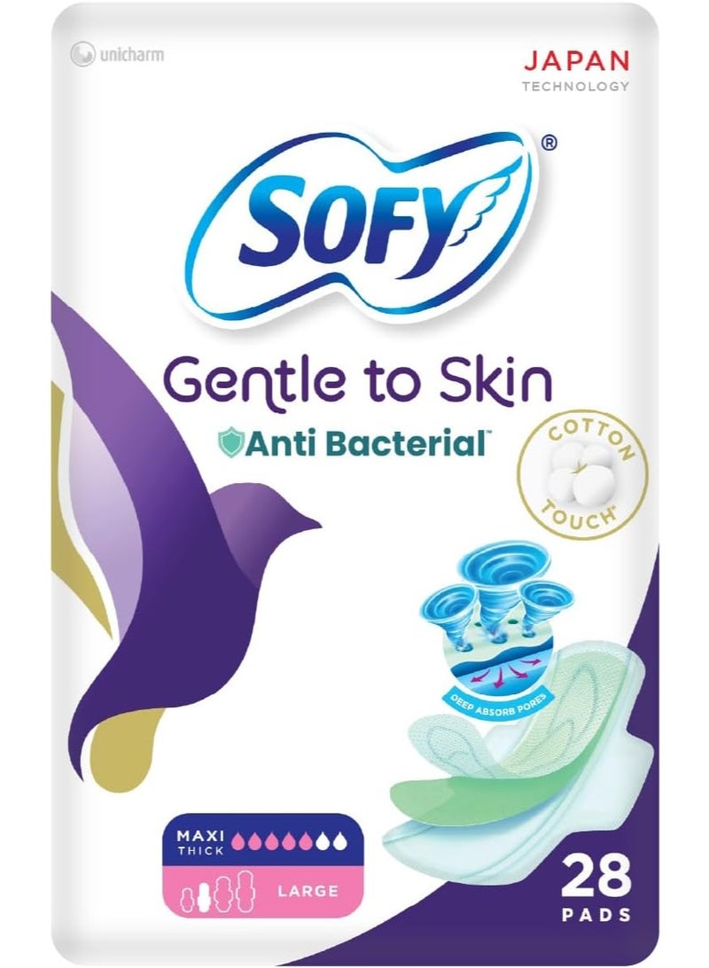 Sofy Healthy Skin Anti-Bacterial Slim Pads with Wings Large 28 pcs