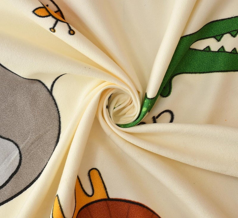 STELLAGEM STELLAGEM 200 TC 100 Polycotton Cartoon Printed Supersoft Bedsheet for Kids Room Single Bed with 1 Pillow Covers SoftBreathable Wrinkel Free 60x90 Inches Cream - Image 3