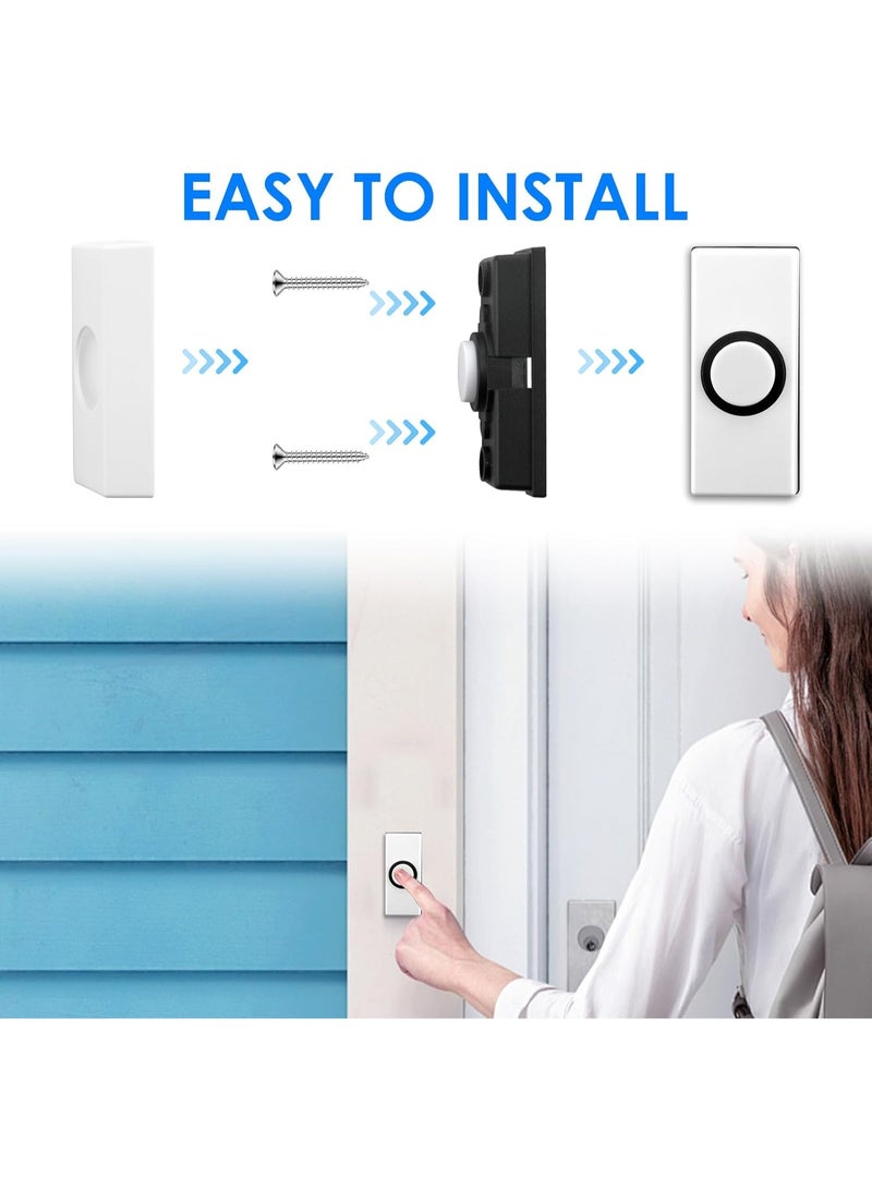 2Pcs Wired Doorbell Universal Weatherproof Door Bell Push on for Home Garage Warehouse Hotels Hospital Factories White+black Wall Mounted Plastic Bell Push - Image 5