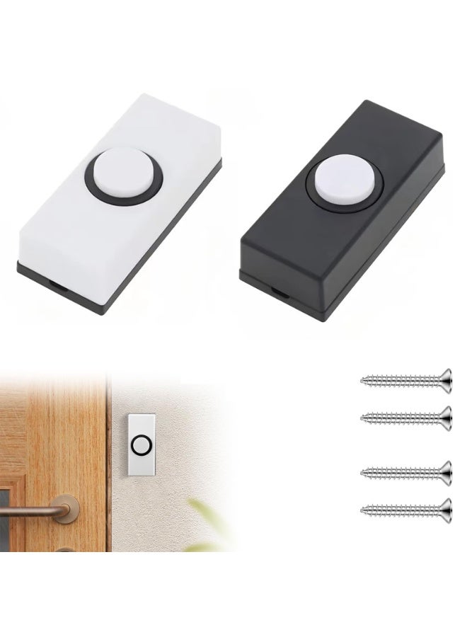 2Pcs Wired Doorbell Universal Weatherproof Door Bell Push on for Home Garage Warehouse Hotels Hospital Factories White+black Wall Mounted Plastic Bell Push - Image 1