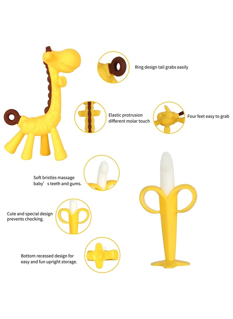 Bebiland - Teething Toys With Baby Fruit Feeders for Babies, Baby Teether Chew Toys, With 2 Baby Fruit Feeders and 4 Baby Silicone Teethers, BPA Free Natural Organic Freezer Silicone Baby Teethers - Image 1
