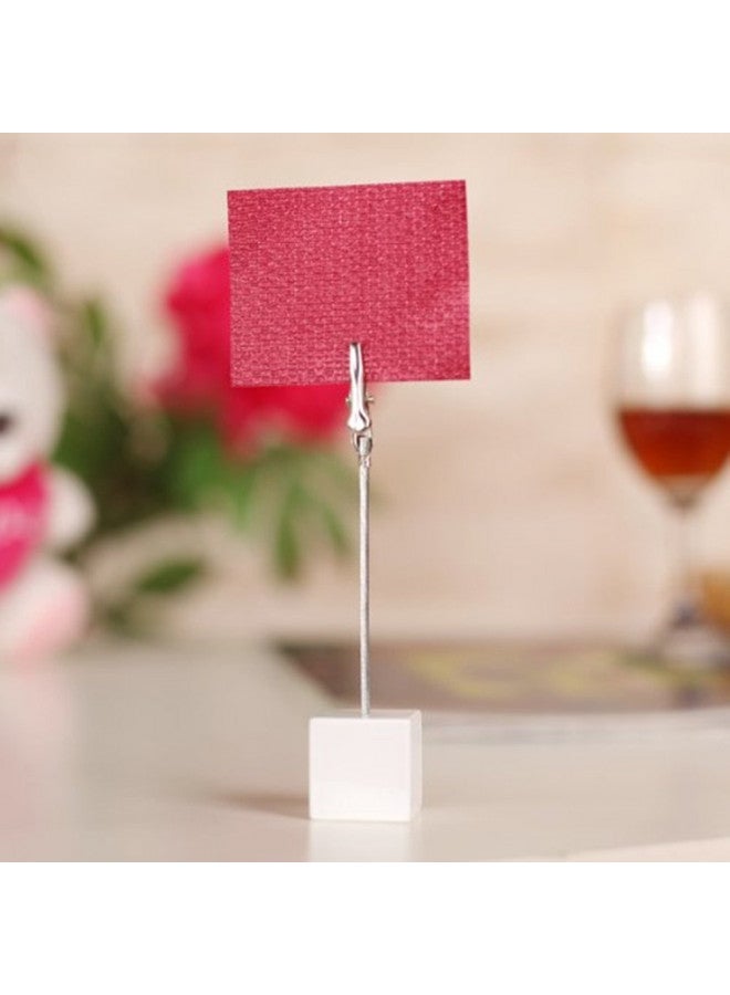 senover 10pcs Table Number Holder Name Place Card Holder Memo Clip Holder Stand Note Holder Pictures Card Paper Menu Clip (Pure White) - Image 4