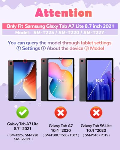 Wazzasoft for Samsung Galaxy Tab A7 Lite 8.7” Case Girls Cute Cat Kawaii Cover Girly 3D Cartoon Women Kitten with Rotating Handle Stand & Strap Soft Silicone Funda for Galaxy A7 Lite Table Cases 2021 - Image 2
