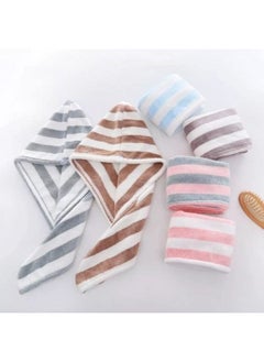 Generic 1pc thick fast absorbent microfiber hair towel with stripe pattern  - Image 2