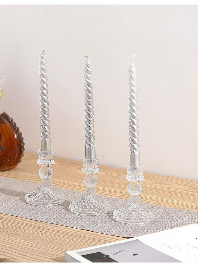 2pcs Glass Candle Stick Holders Clear Crystal Taper Candles Holder Table Centerpieces for Buring Candles Led Taper Candle Party and Wedding Decoration - Image 4