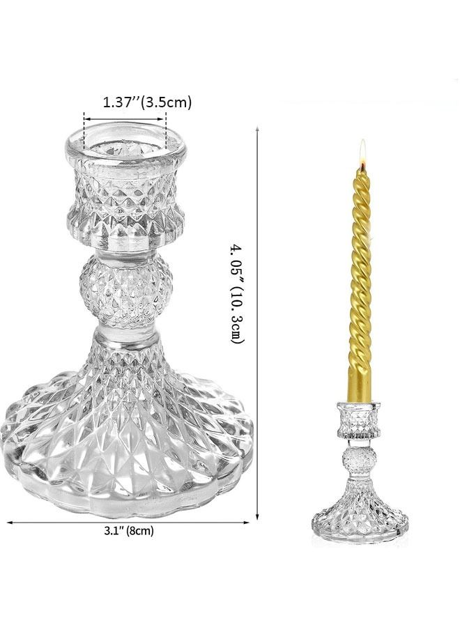 2pcs Glass Candle Stick Holders Clear Crystal Taper Candles Holder Table Centerpieces for Buring Candles Led Taper Candle Party and Wedding Decoration - Image 2
