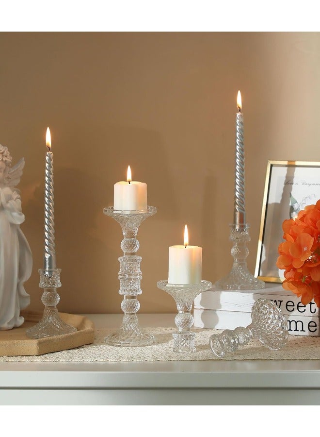 2pcs Glass Candle Stick Holders Clear Crystal Taper Candles Holder Table Centerpieces for Buring Candles Led Taper Candle Party and Wedding Decoration - Image 5