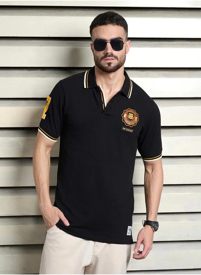 هاي ستار Regular Fit Patch Polo Neck T-Shirt by Styli