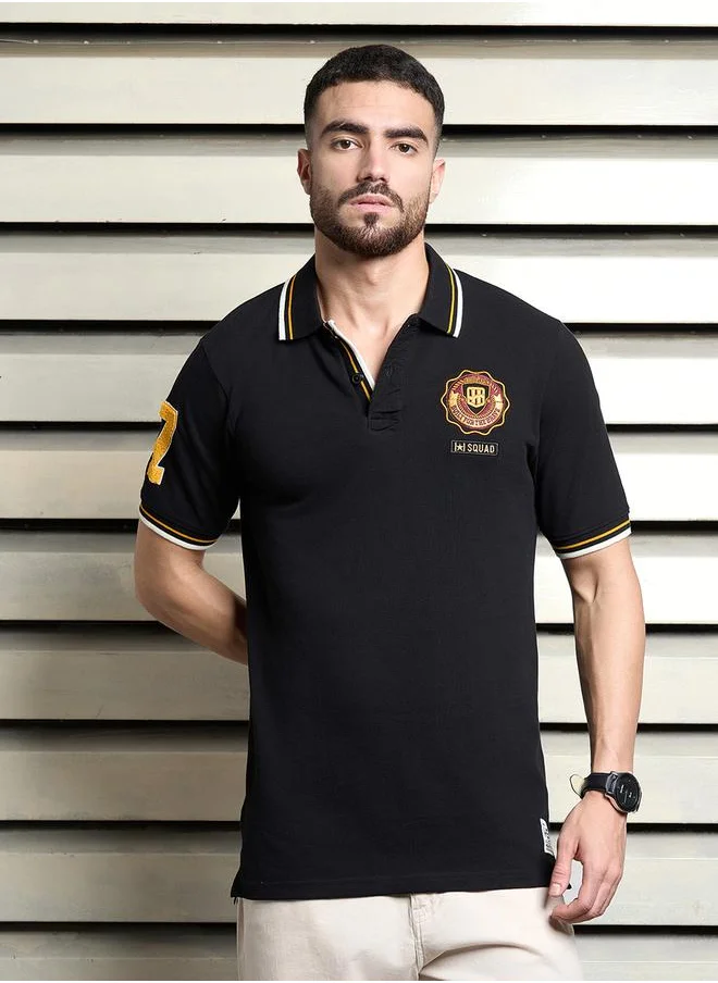 هاي ستار Regular Fit Patch Polo Neck T-Shirt by Styli