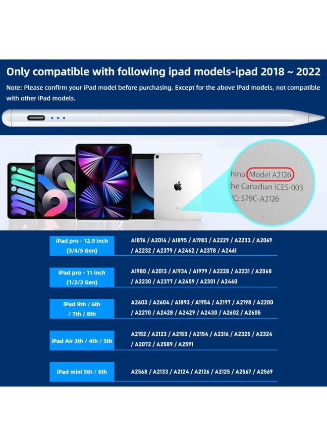 Lyaxm Stylus Pen for iPad 9th&10th Gen, Apple Pencil 2nd Generation, 2X Fast Charge Apple Pen for iPad 2018-2023, iPad Pencil for iPad Pro 11/12.9 3/4/5 Gen, iPad Mini 5/6, iPad 6/7/8, iPad Air 3/4/5, White - Image 4