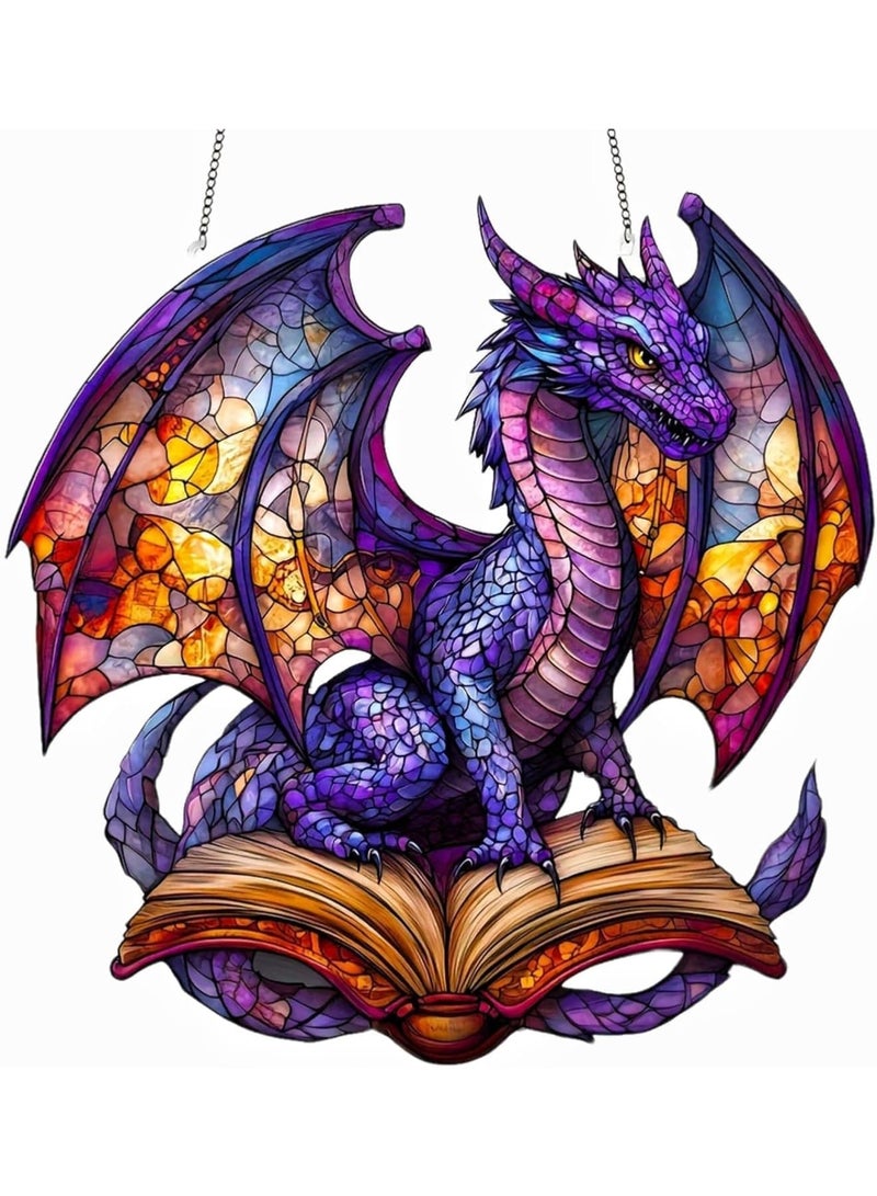 Luckam Dragon Suncatcher, Dragon Dreamcatcher Window Hanging, Stained Glass Effect Acrylic Decor with Fantasy Design, Sun Catcher Ornament for Home Garden Window Office Gift, Multicolor - Image 1