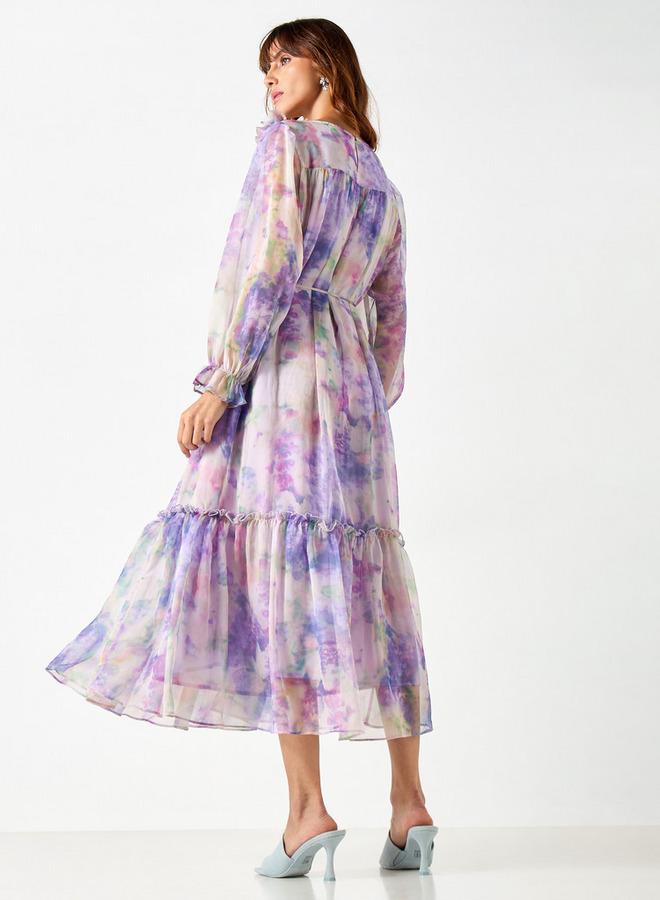 تواكستريمز فستان بحزام ربط وأكمام منفوخة وطبعات من تو إكستريمز - Image 3