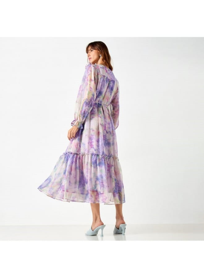 تواكستريمز فستان بحزام ربط وأكمام منفوخة وطبعات من تو إكستريمز - Image 4