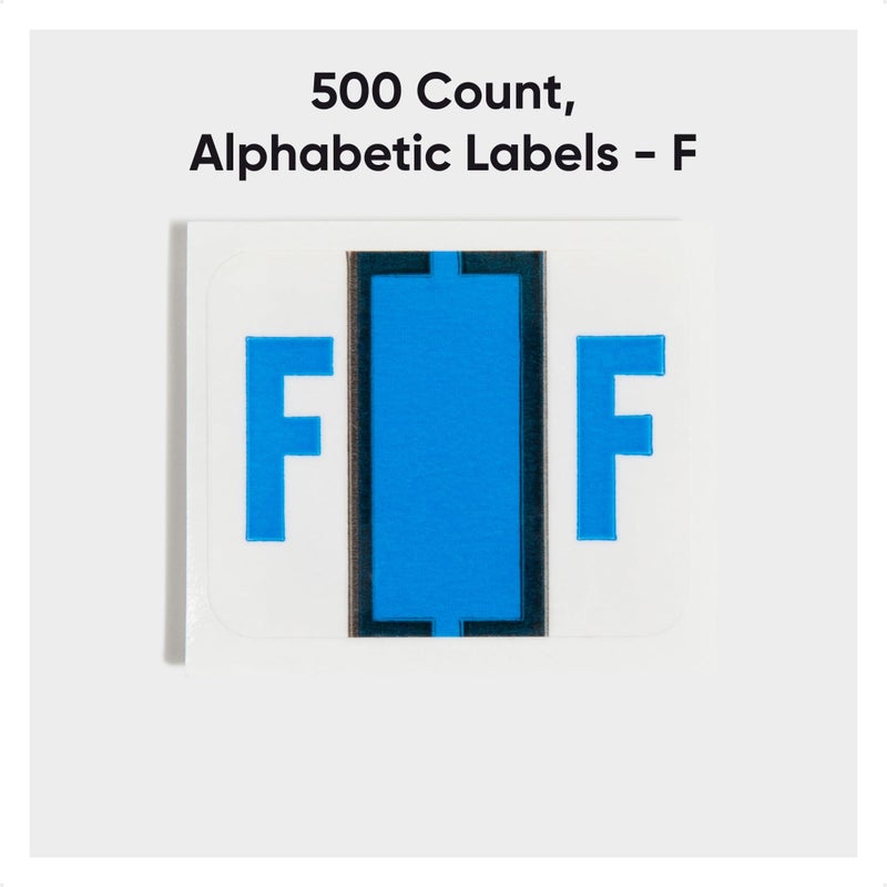 Smead BCCR Bar-Style Color-Coded Alphabetic Label, F, Label Roll, Blue, 500 Labels per Roll, (67076) - Image 2