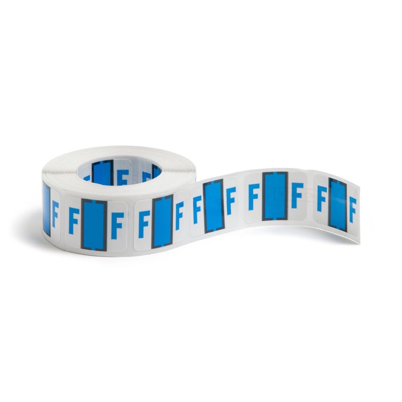 Smead BCCR Bar-Style Color-Coded Alphabetic Label, F, Label Roll, Blue, 500 Labels per Roll, (67076) - Image 1