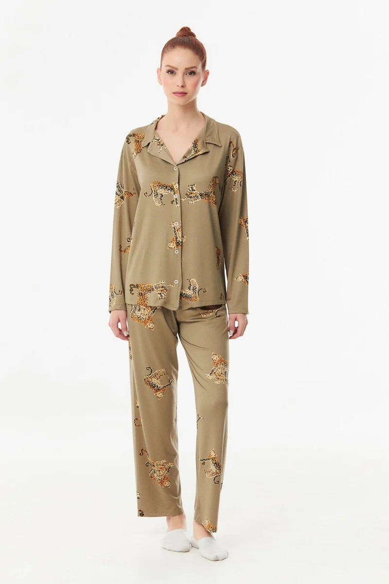 FullaModa Leopard Printed Pajama Set