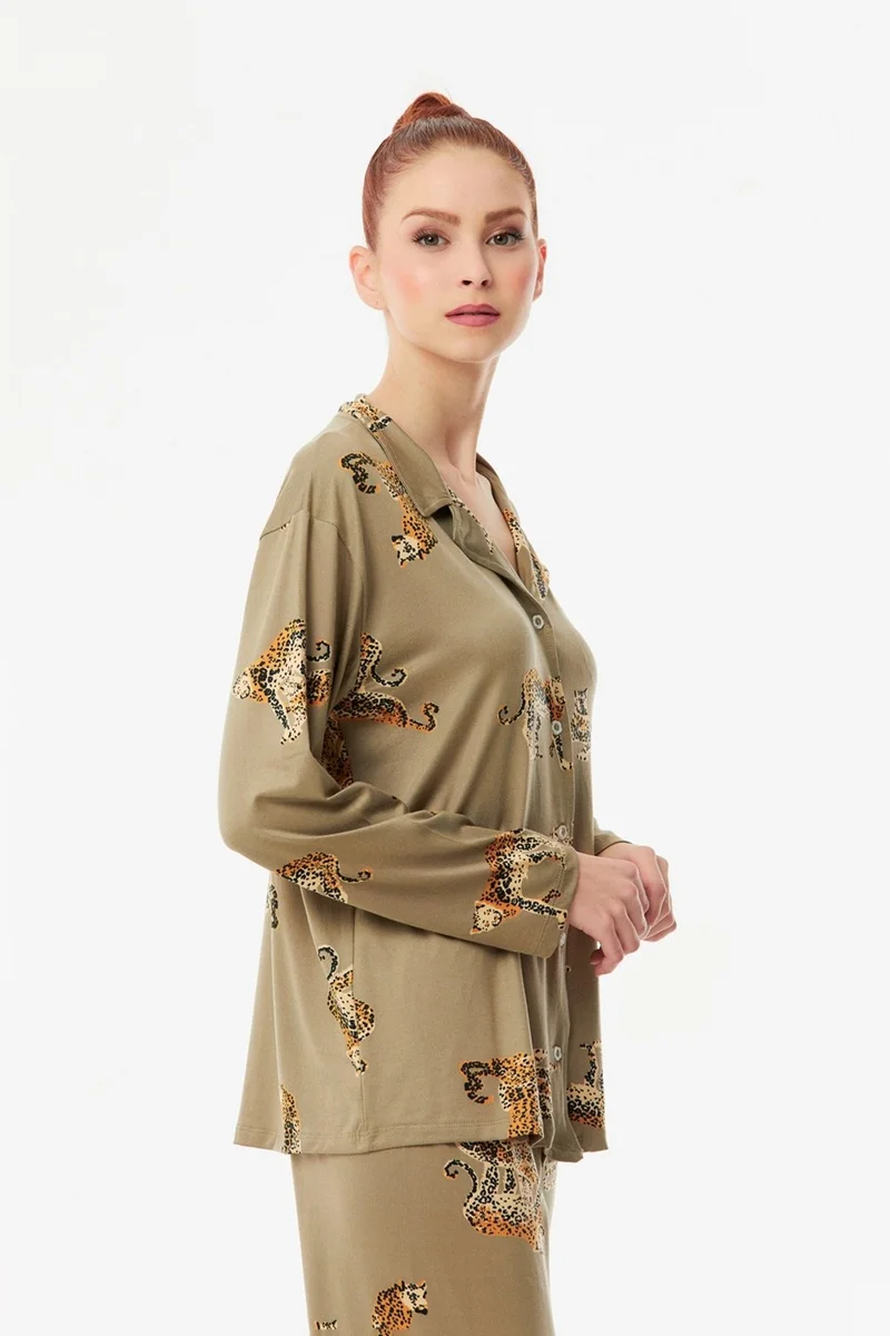FullaModa Leopard Printed Pajama Set