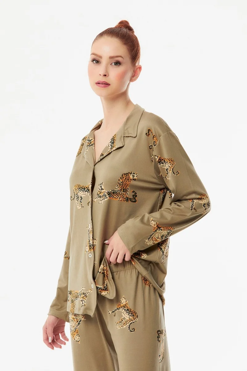 FullaModa Leopard Printed Pajama Set