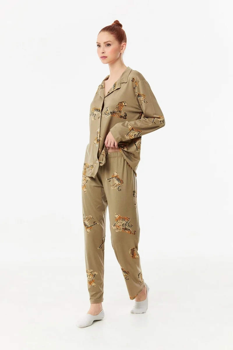 FullaModa Leopard Printed Pajama Set