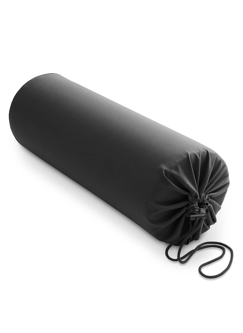 Saloniture - Saloniture Microfiber Cylinder Pillow Case Cover for Massage Table Bolsters  30 x 9 Inch with Drawstring Closure Black - Image 1