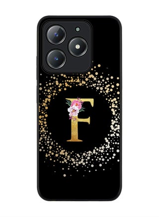 Custom Monogram Floral - F ( Black )