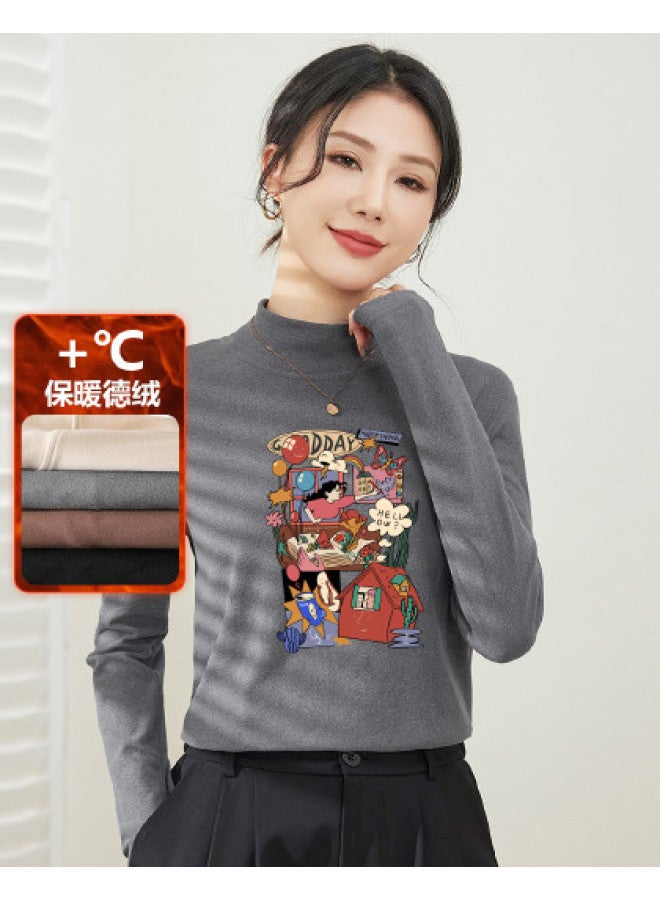 Jeanswest German Fleece Women'S Base Layer Shirt Semi-Turtle Neck Comfortable Casual Top Slim-Fit Versatile Long Sleeve T-Shirt Warm Autumn Underwear - Image 1