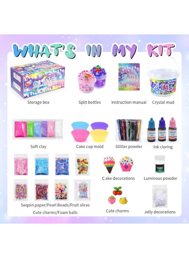 SIMDOW Clear Slime Kit for Kids - 35PCS DIY Slime Making Set with Premade Slime & Fun Add-ins, Jumbo Slime Toy Gift for Boys & Girls Ages 6-12 – Party Favors & Birthday Gift  - Image 4