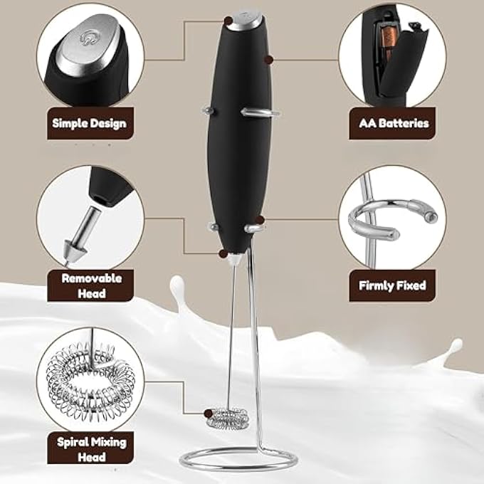 SUPREMIUM Milk Frother Handheld With Stand  Powerful Electric Coffee Frother Mixer  Foam Maker  Battery Operated For Coffee Lattes Cappuccino Matcha Hot Chocolate And More - Image 5