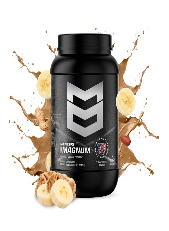 MTN OPS Magnum Protein Powder 23g Protein per Serving Whey Protein Blend with BCAAs Low Sugar Gluten Free 30 Servings Peanut Butter Banana - Image 2