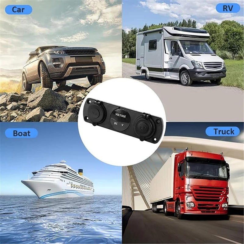 Red 12 24V Dual USB Car Charger Socket Splitter with LED Voltmeter for Vehicles - Image 3