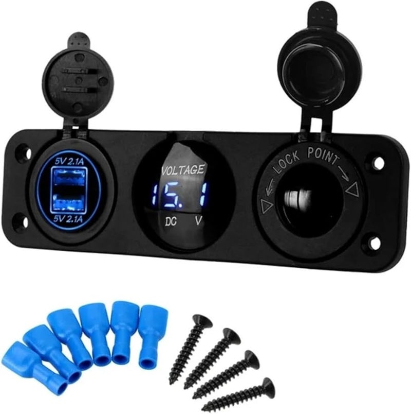 Red 12 24V Dual USB Car Charger Socket Splitter with LED Voltmeter for Vehicles - Image 4