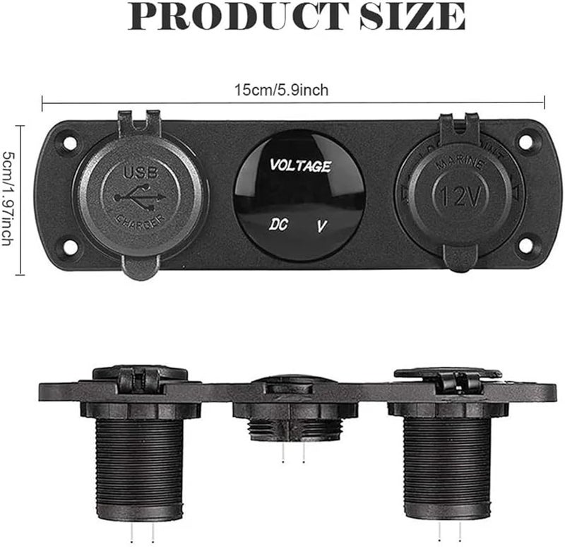 Red 12 24V Dual USB Car Charger Socket Splitter with LED Voltmeter for Vehicles - Image 5