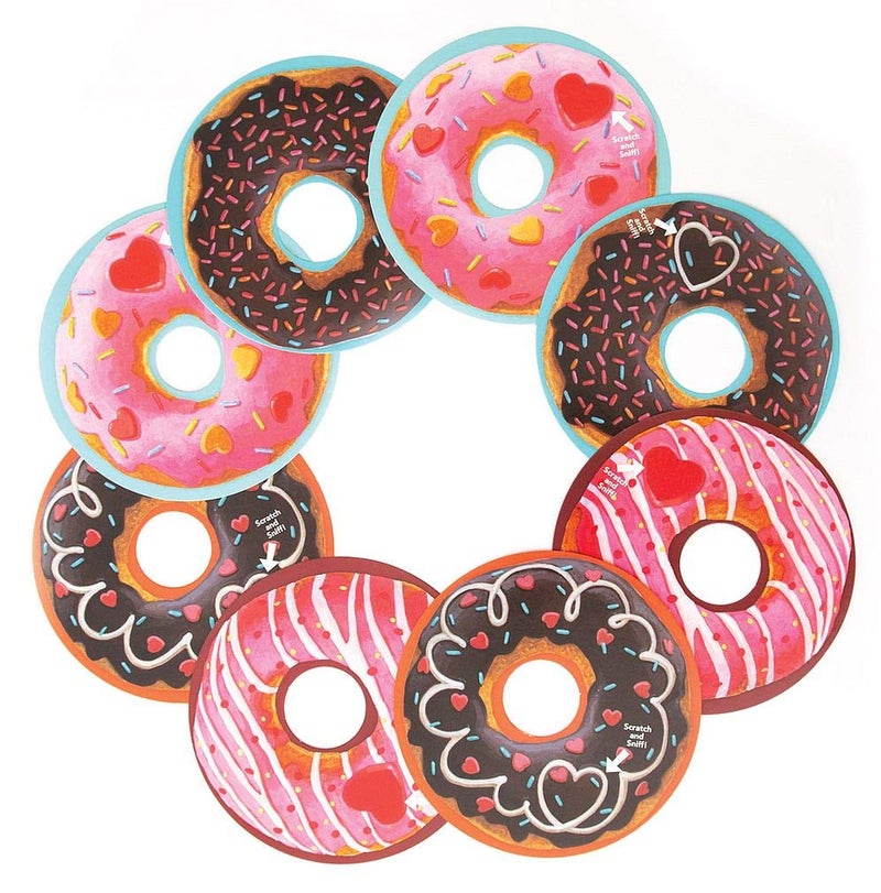 Playhouse Yummy Donut Scratch and Sniff 28 Card Super Valentine Exchange Pack for Kids - Image 3