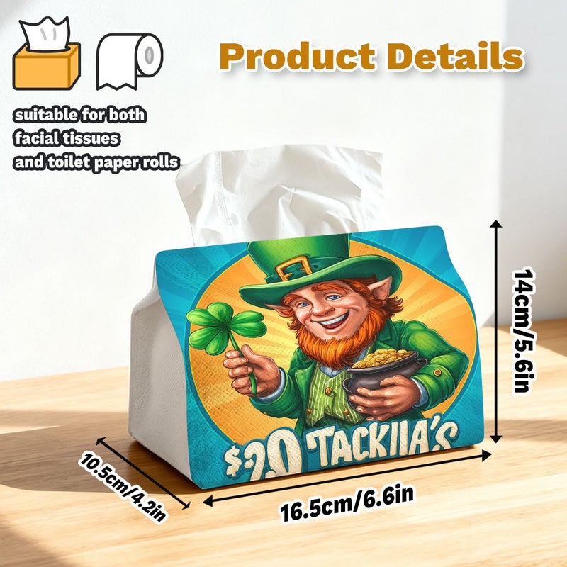 Tile Tissue Box Lucky Clover Fabric Holder Multifunctional Decorative Dispenser For Home Car Party Easter Yesr Round Use Model A - Image 3