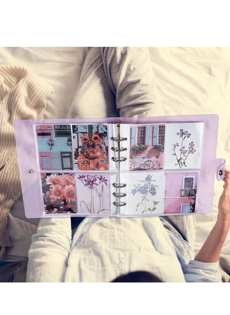 SYOSI 3 Pcs Portable Kpop Photo Card Holder Book, 600 Pockets Photo Card Holder 3 inch Photo 6 Ring Shiny Transparent Photo Card Flipchart Photo for Photo Album Business Card Postcard Photo Storage  - Image 4