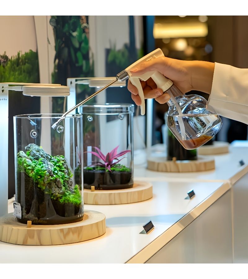 Cylindrical Double Hole Glass Bottle With Cap Breathable Micro Landscape Decor - Image 1