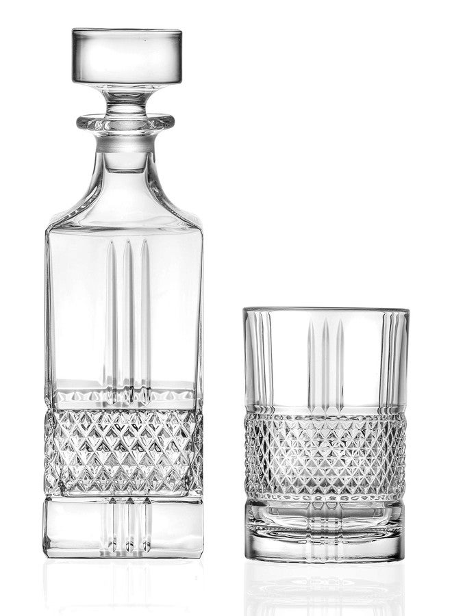 بارسكي طقم قارورة ويسكي وكؤوس مكون من 7 قطع - للويسكي، والمشروبات الروحية، والسكوتش، والبوربون - كريستال خالٍ من الرصاص - قارورة مربعة سعة 29 أونصة مع 6 أكواب مزدوجة سعة 12 أونصة - من بارسكي - صنع في أوروبا - Image 2