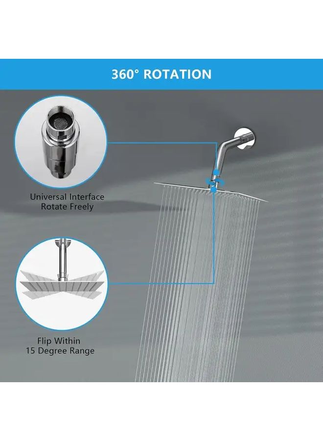 6 Inch Square Rainfall Shower Head Polished Chrome Heavy Duty Full Body Coverage - Image 2