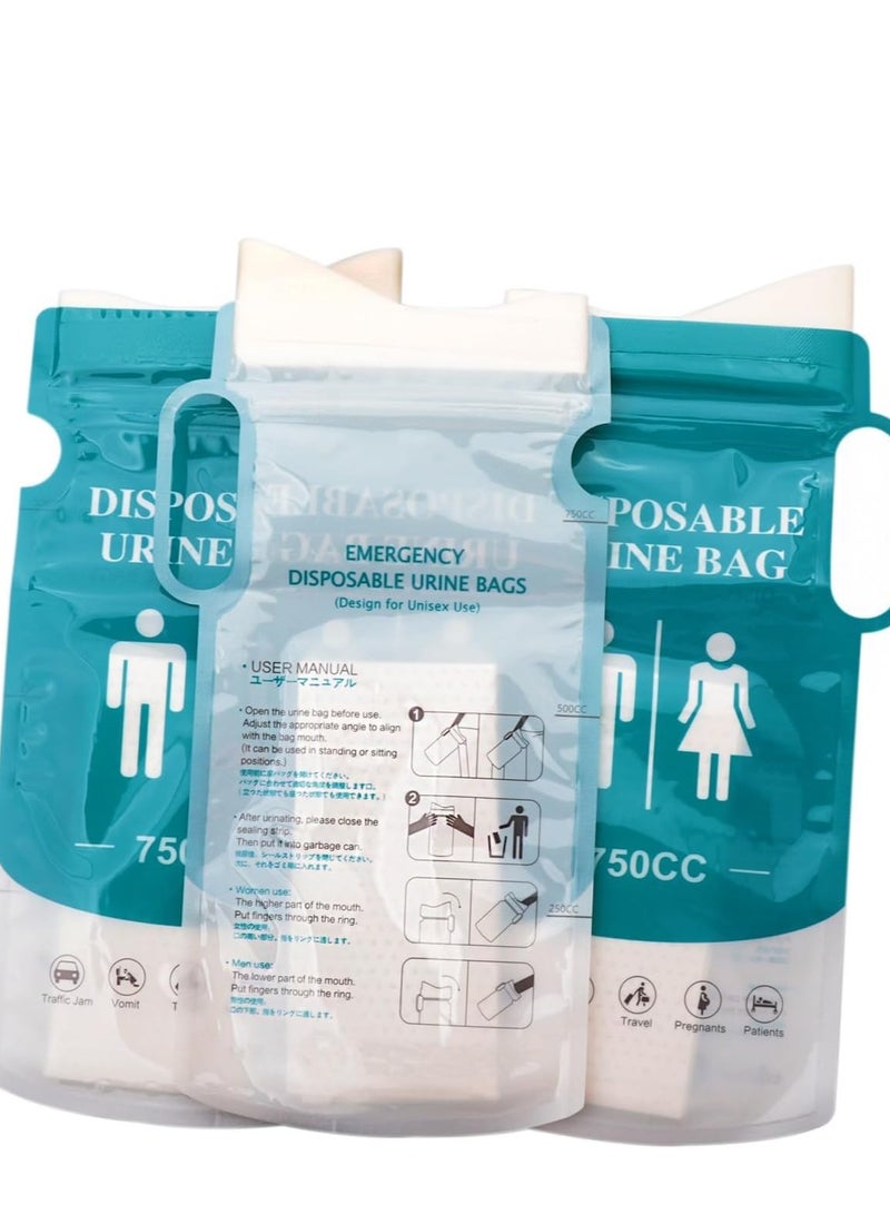 Captaintech Emergency Disposable Urinal Bags 750ML 12Pcs Trave Traffic Jam Portable Toilet Bag Camping Pee for Travel Hiking Men Women Kids  - Image 4