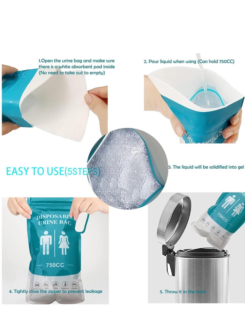 Captaintech Emergency Disposable Urinal Bags 750ML 12Pcs Trave Traffic Jam Portable Toilet Bag Camping Pee for Travel Hiking Men Women Kids  - Image 3