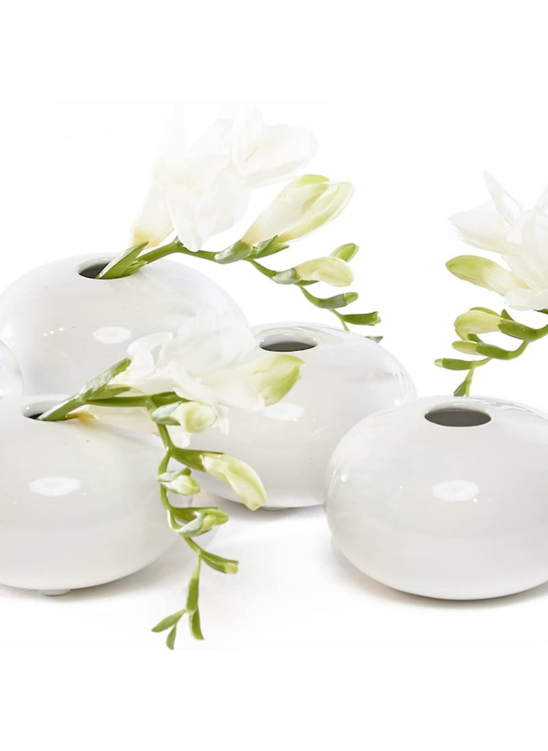 Chive Chive - Set of 6 JoJo Small Oval Ceramic Flower Vase  Decorative Modern Floral Vase for Home Decor Living Room Centerpieces and Events  Cute Bud Vase (White)  - Image 2