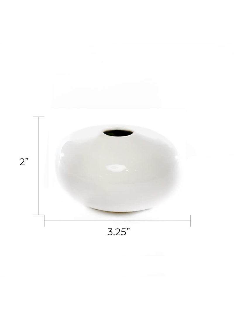 Chive Chive - Set of 6 JoJo Small Oval Ceramic Flower Vase  Decorative Modern Floral Vase for Home Decor Living Room Centerpieces and Events  Cute Bud Vase (White)  - Image 4